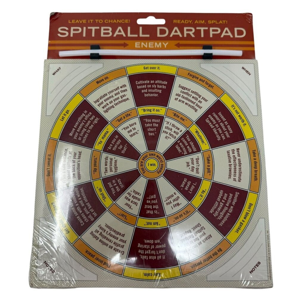 Knock Knock Enemy Spitball Dart pad Revenge Game Gag Gift Taunts Burns Joke 2010